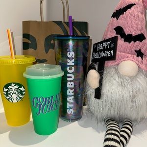 Starbucks Brand New Oil Slick Iridescent Tumbler & Glow In The Dark Cup